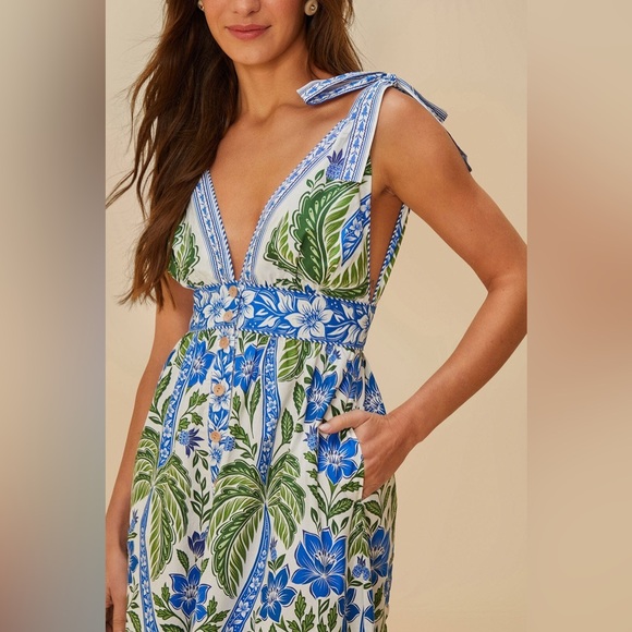 Farm Rio Off-White Tropicance Organic Cotton Midi Dress - Picture 3 of 5